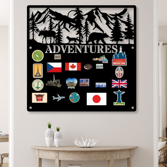 Rustic Metal Adventure Board | Magnetic Travel Tracker Sign | Couples Vacation Goal Map | Outdoor Tracker Wall Art | Moving Tracker Gift