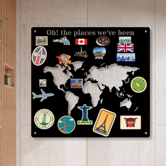 Family Magnetic Travel Board | Custom Adventure Tracker Map | Vacation Memory Keeper | Rustic Metal Wall Art | Milestone Travel Sign