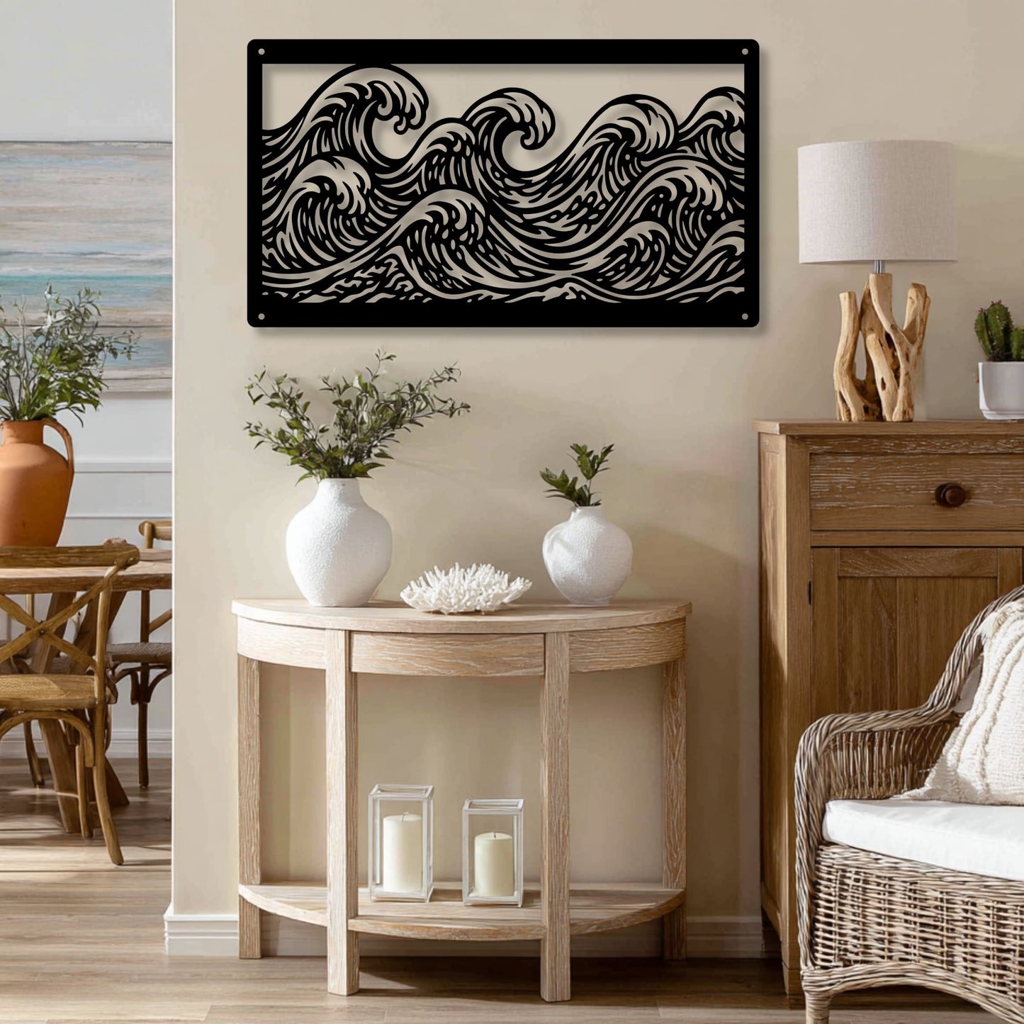 Ocean wave metal wall art, coastal wall decor, beach home decor, nautical art, metal wave wall hanging, sea lover gift