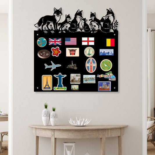 Fox Metal Magnetic Board for Travel Magnets | Wilderness Cabin Decor | Mountain Adventure Souvenir Display | Wildlife Nature Lover Gift