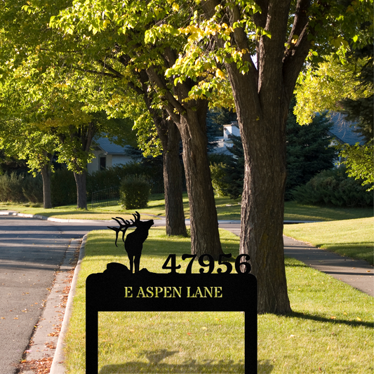 Personalized Elk Address Stake, Metal Address Stake