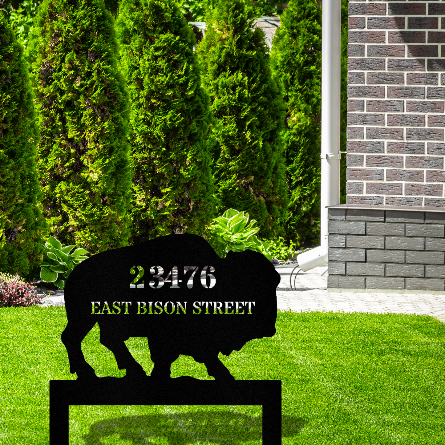 Bison Address Metal Stake, Address Plaque, Newhome Address Sign, Outdoor House Number, Wildlife Address Sign