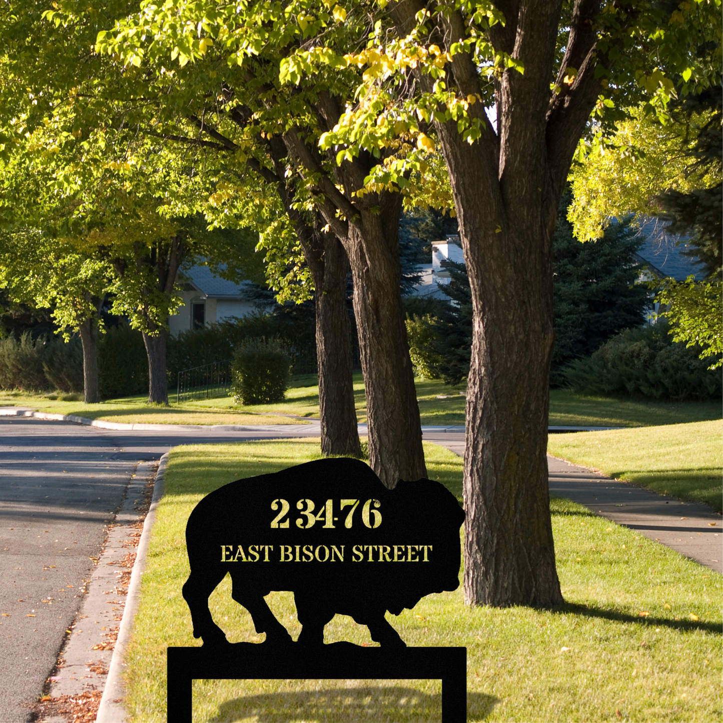 Bison Address Metal Stake, Address Plaque, Newhome Address Sign, Outdoor House Number, Wildlife Address Sign