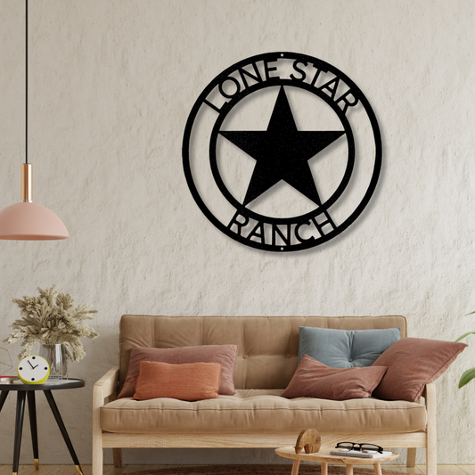 Custom Country Star Metal Sign, Texas Star Metal Sign, Farm Ranch Outdoor Metal Sign, Farm or Lakehouse Decor, Barn Metal Sign, Large Sign
