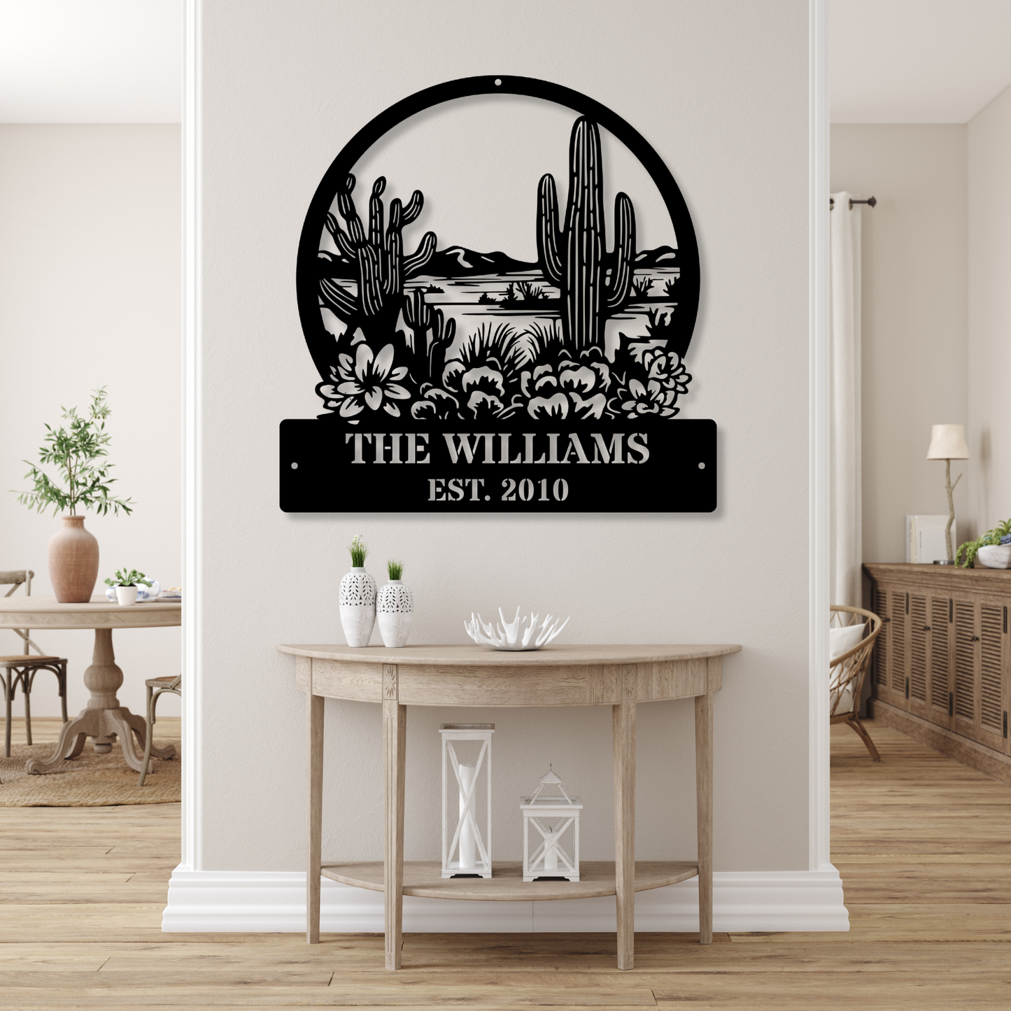 Personalized Cactus Metal Sign, Custom Cactus Decor, Metal Wall Art, Rustic Cactus Home Gift, Unique Cacti Office Decor