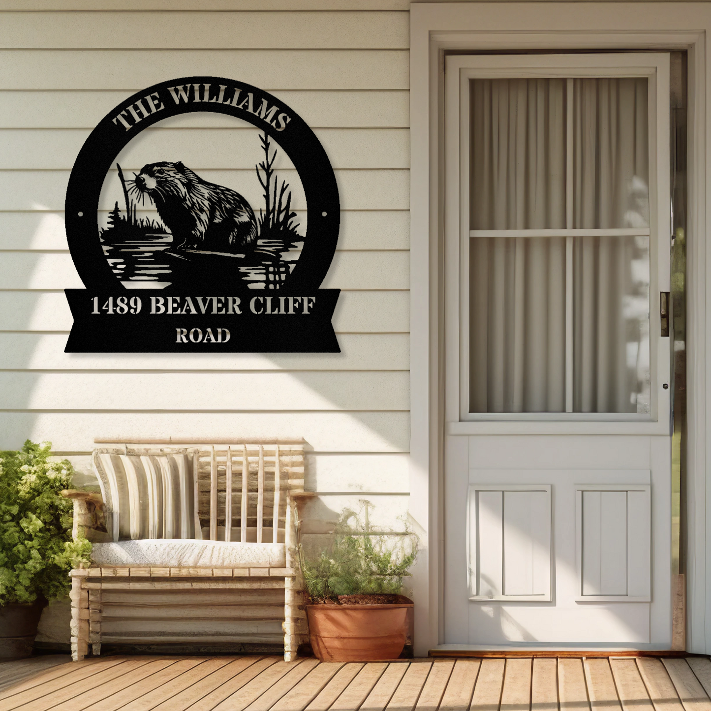 Beaver Metal Sign, Family Name Sign, House Address, Rustic Metal Decor, Customized Name Sign, Animal Wall Art, Wildlife Gift Decor