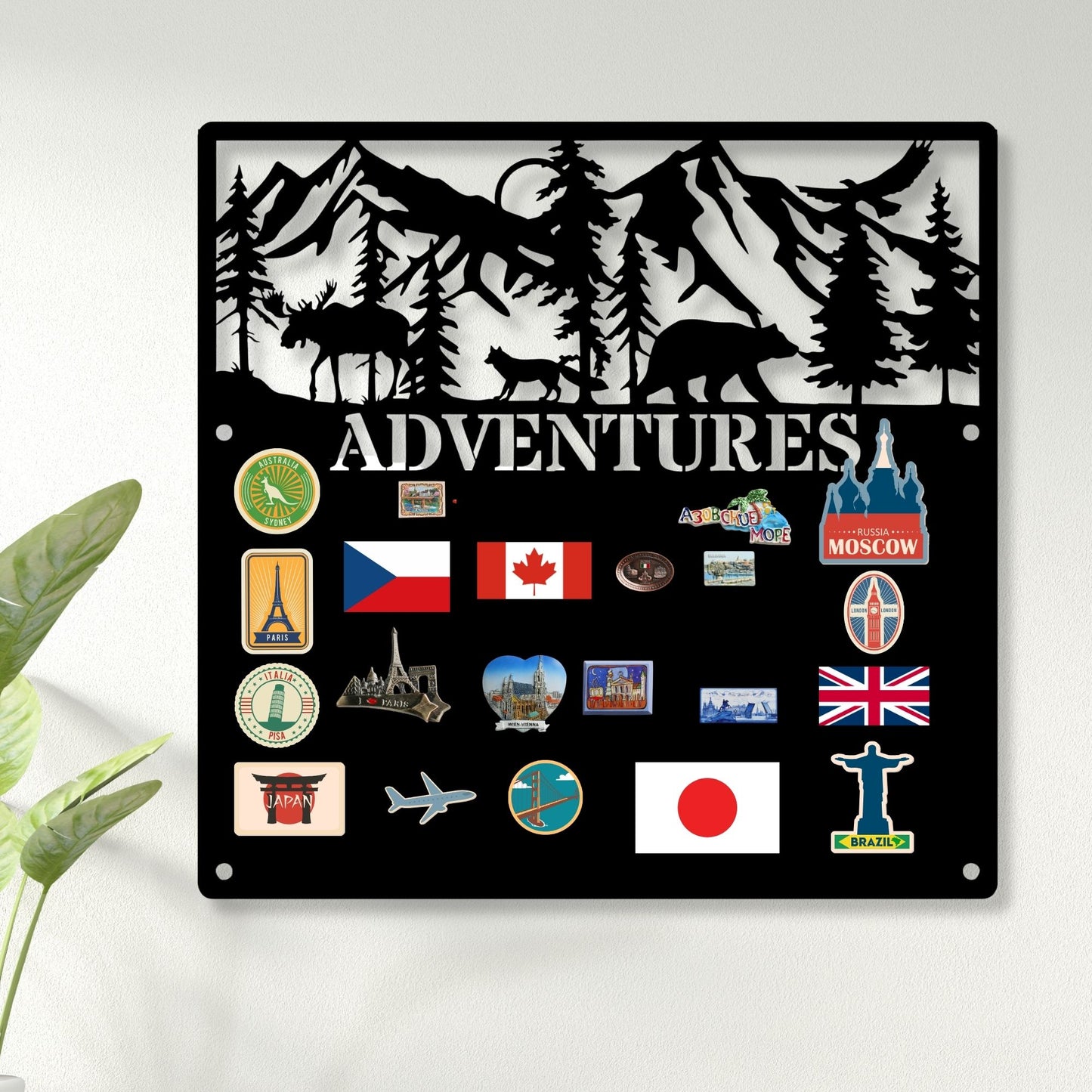 Rustic Metal Adventure Board | Magnetic Travel Tracker Sign | Couples Vacation Goal Map | Outdoor Tracker Wall Art | Moving Tracker Gift