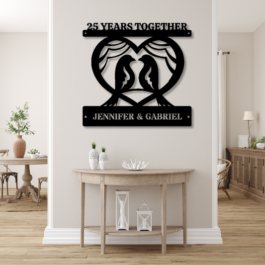 Personalized Anniversary Metal Sign, Wedding Anniversary Sign, Husband Wife Gift, Large Metal sign, Customized Gift for Couple, Couples Name Sign, Engagement Gift