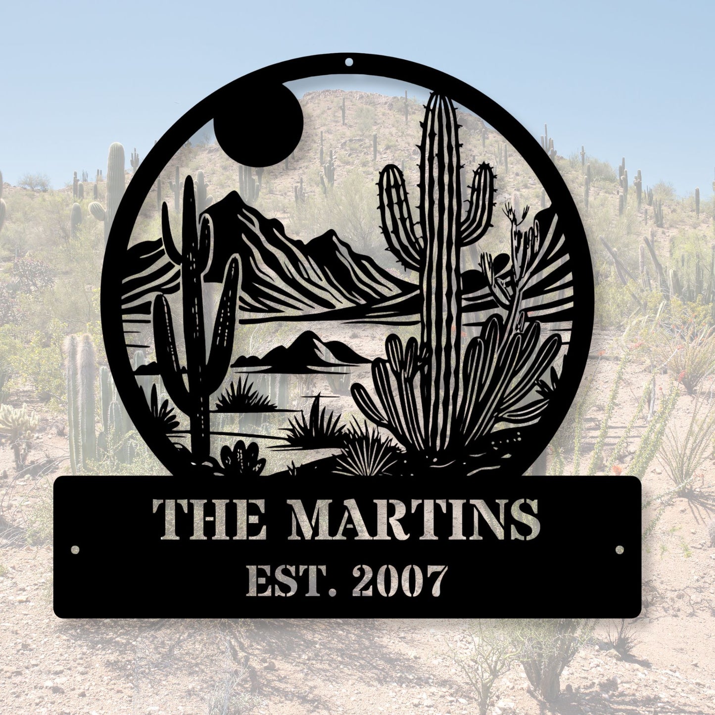 Personalized Desert Metal Art, Custom Cactus Wall Decor, Southwest Metal Sign, Western Wall Art, Desert Home Decor, Rustic Metal Art