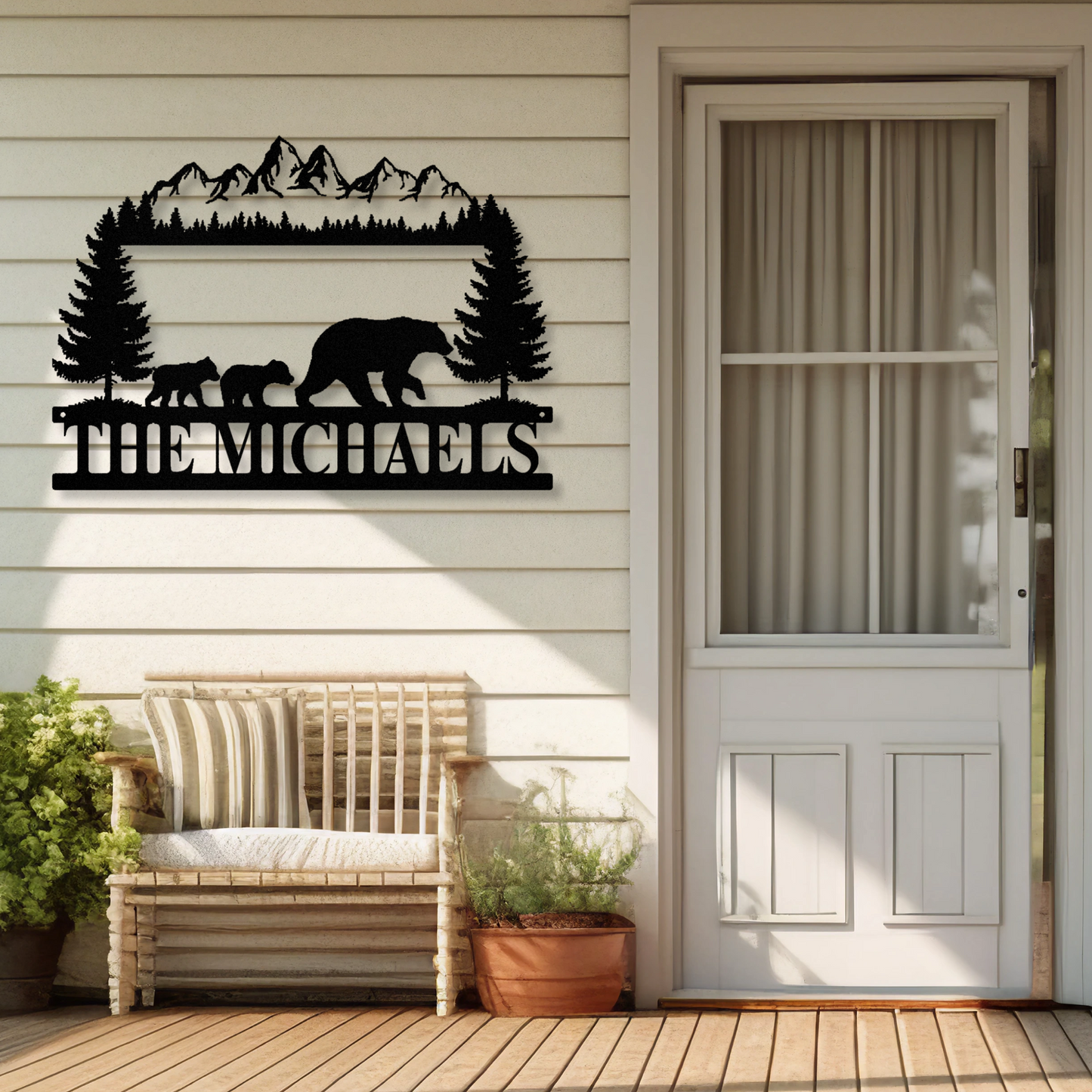 Bear Mountain Metal Sign, Last Name Cabin Sign, Entryway Sign, Family Name Sign, Nature Themed Sign
