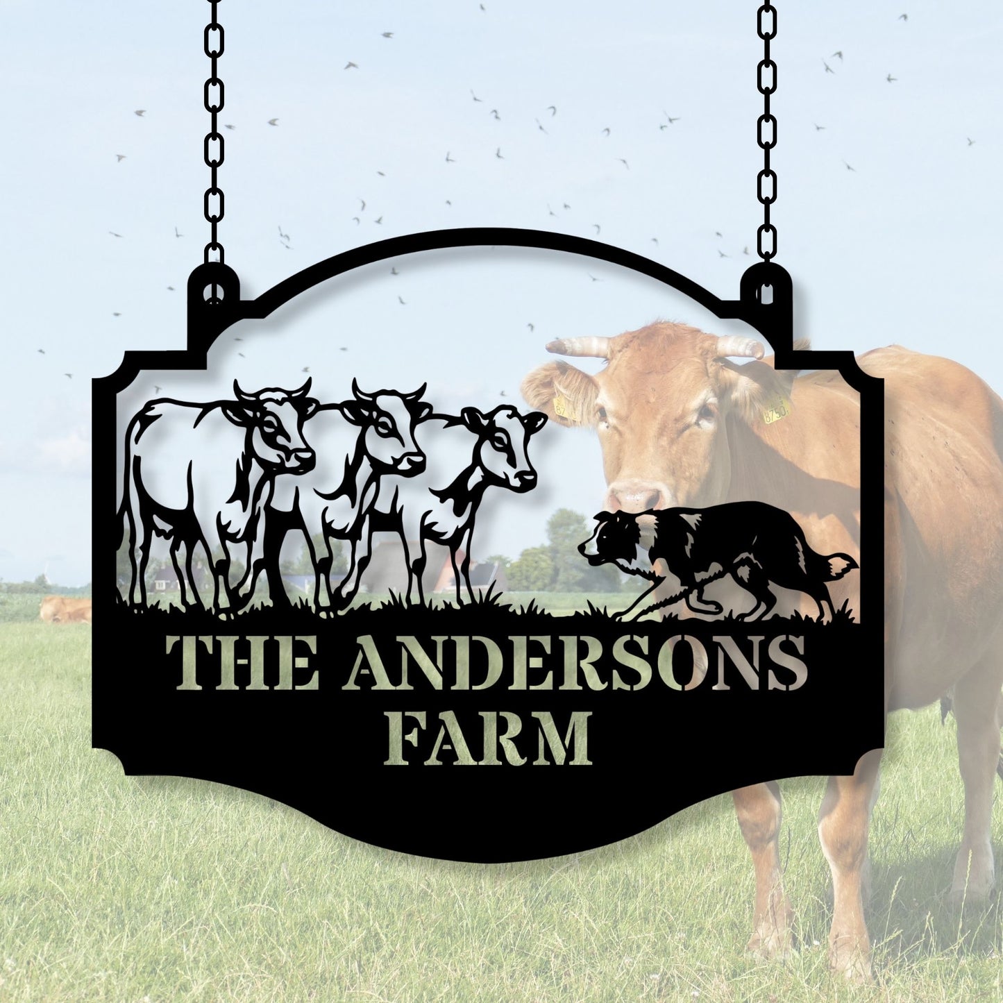 Metal Ranch Gate Sign Custom | Cattle Farm Name Sign | Exterior House Sign, Outdoor Metal Wall Art, Farmhouse Decor, Driveway Entry Sign