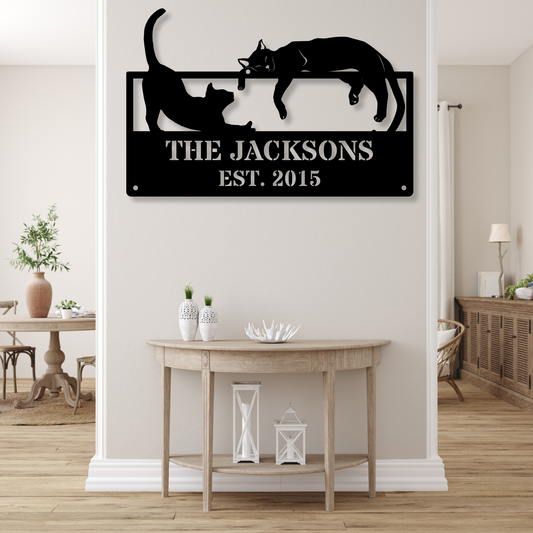 Personalized Cat Sign, Custom Name Sign, Cute Kitten Wall Art, Mother's Day Gift, Kitty Cat Owner Decor, Farmhouse Cat Name Plaque