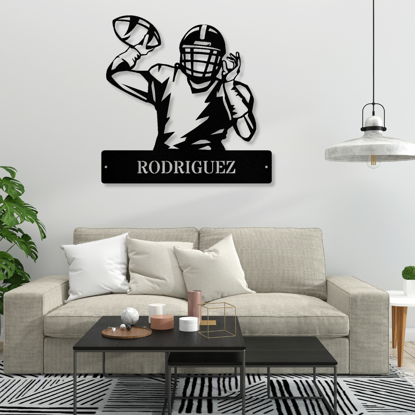 Football Wall Metal Sign, Last Name Metal Wall Sign, Football Lover Birthday Gift, Bedroom Wall Metal Art Decor,