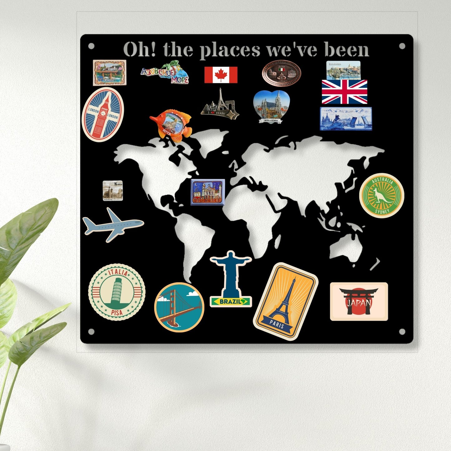Family Magnetic Travel Board | Custom Adventure Tracker Map | Vacation Memory Keeper | Rustic Metal Wall Art | Milestone Travel Sign