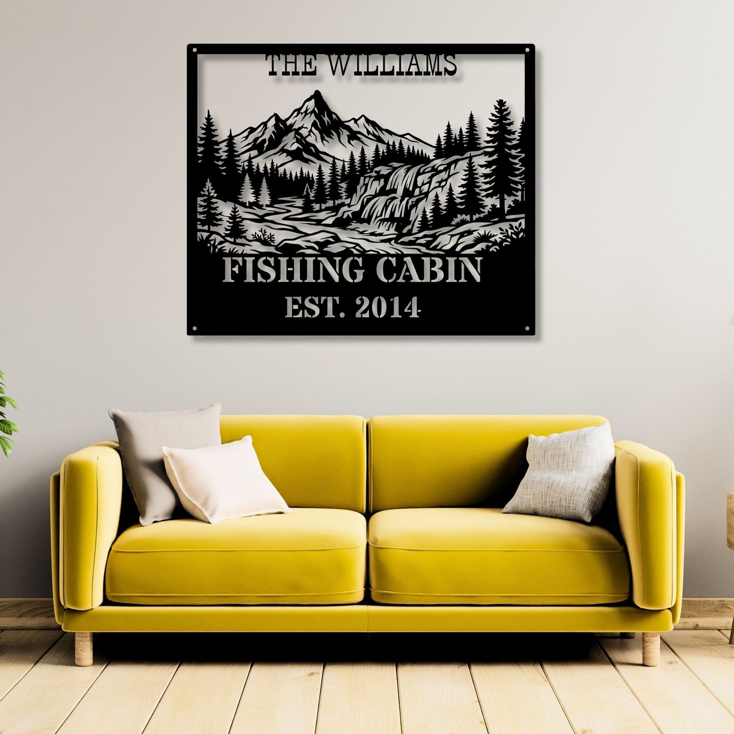 Custom fishing cabin metal decor, Fishing wall art, Rustic cabin sign, Fisherman gift, Lake house decor, Personalized metal sign