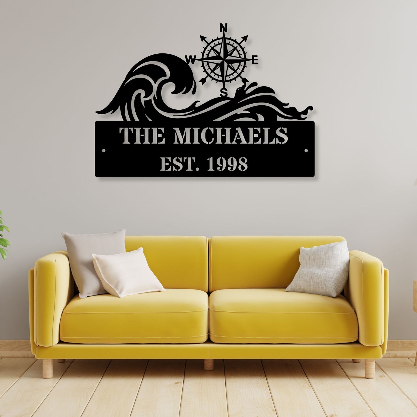 Personalized Nautical Compass Metal Sign, Custom Compass Wall Art, Nautical Decor, Maritime Home Decor, Metal Wall Sign Gift