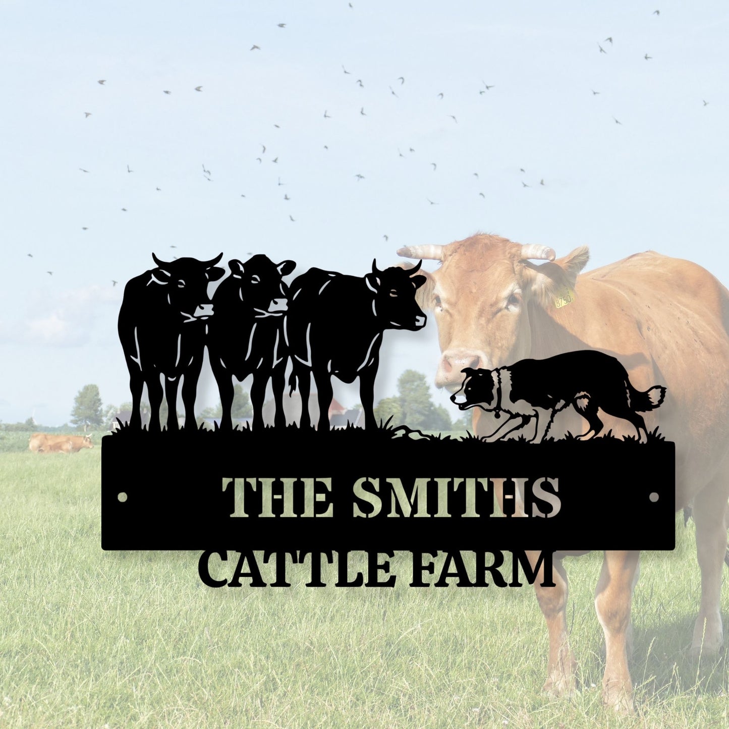 Custom Cattle Ranch Metal Sign, Personalized Farm Name Sign, Metal Ranch Gates Decor, Texas Longhorn Wall Art, Cowboy Gift, Est Year Sign