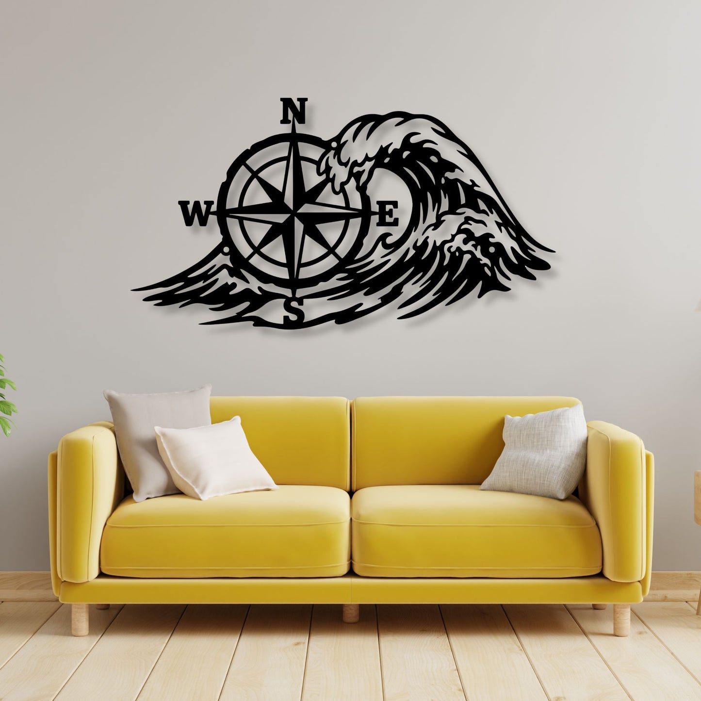 Nautical Compass Metal Sign, Compass Wall Art, Nautical Wall Decor, Marine Metal Sign, Coastal Home Decor, Sailing Gift, Beach House Art