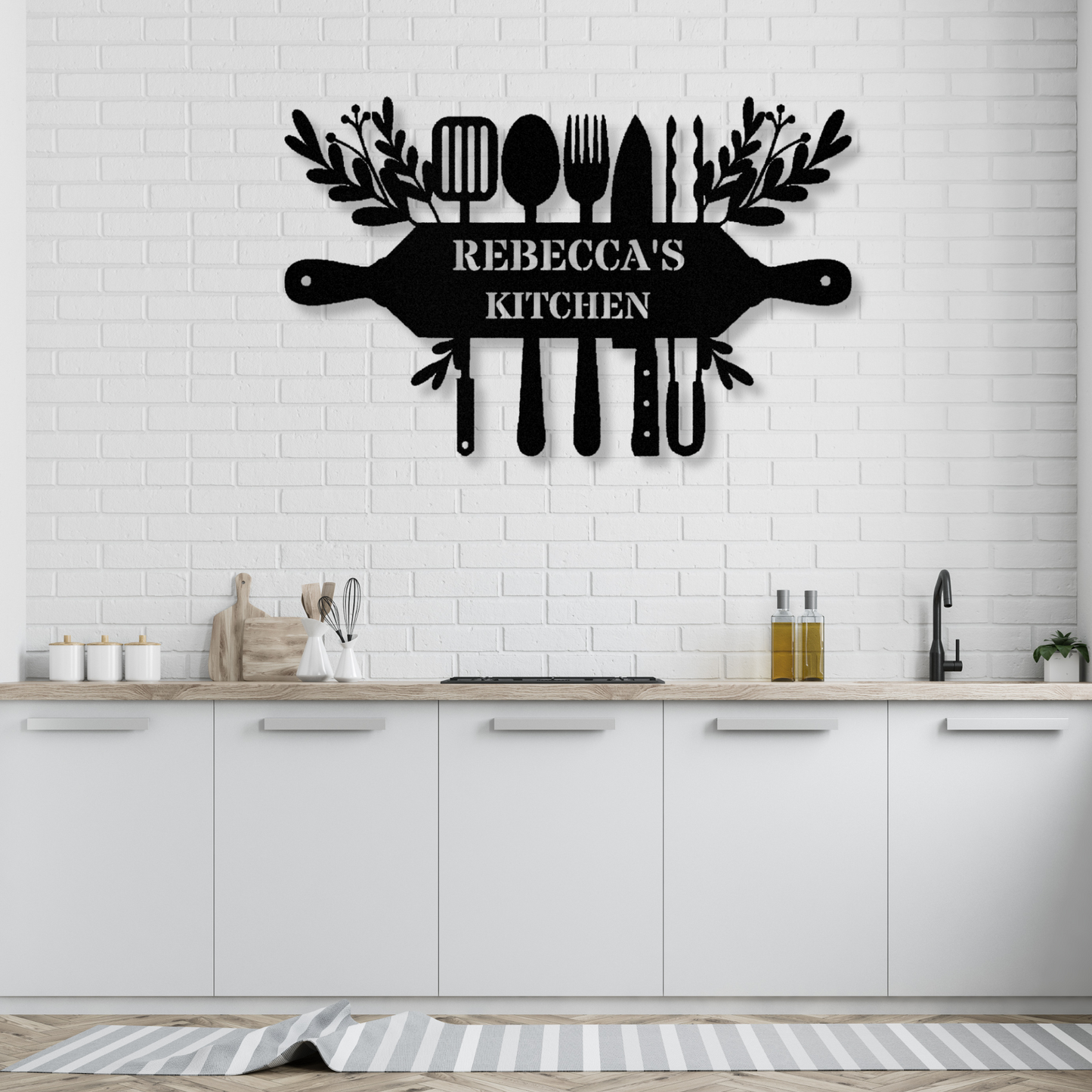 Personalized  Kitchen Metal Sign, Kitchen Wall Decor, Grandma's Mother's Day Gift, Kitchen Name Metal Art, Wall Hanging Art, Kitchen Entrance Sign