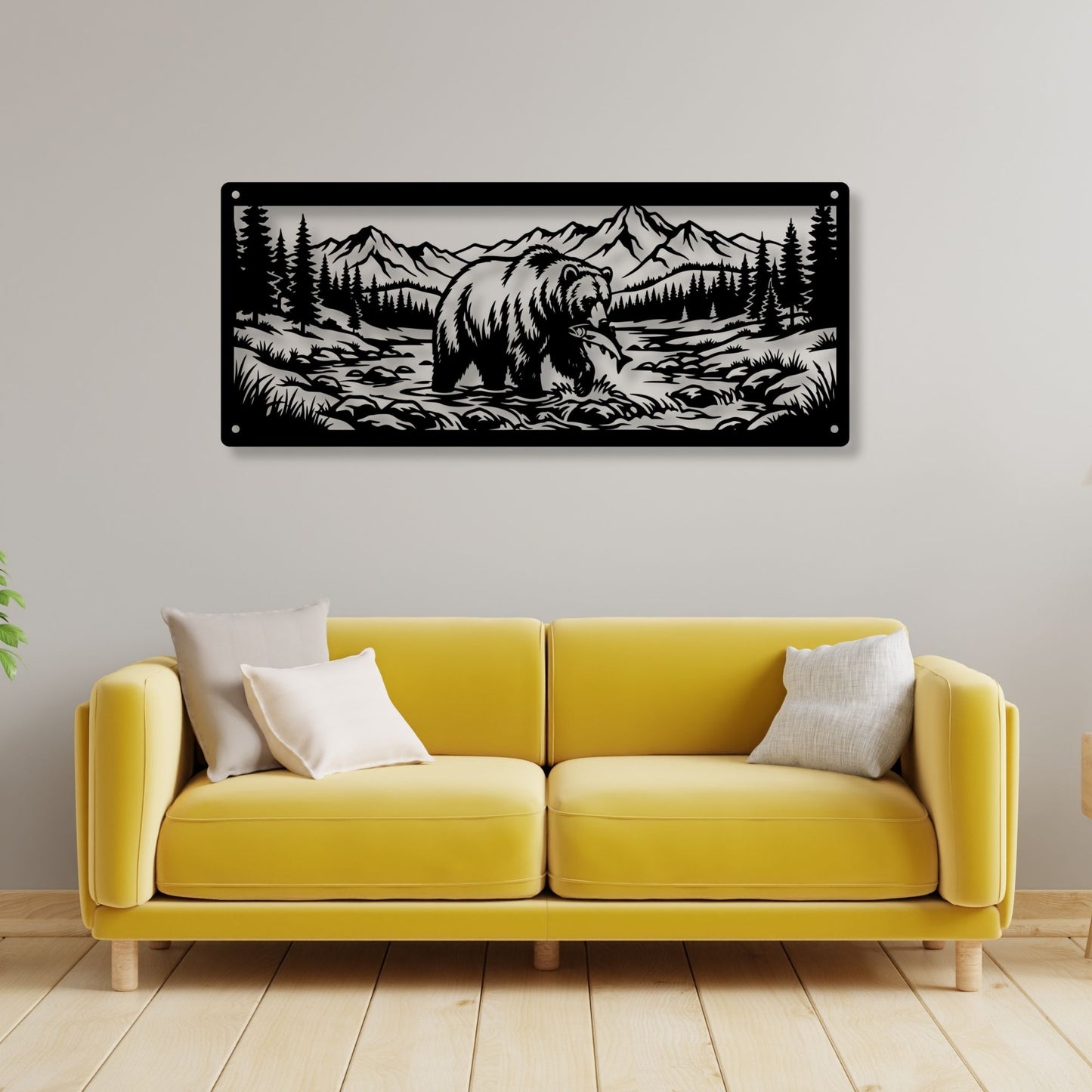 Mountain bear wall art decor, bear wall art, wilderness decor, nature wall art, cabin decor, rustic wall art, wildlife art print