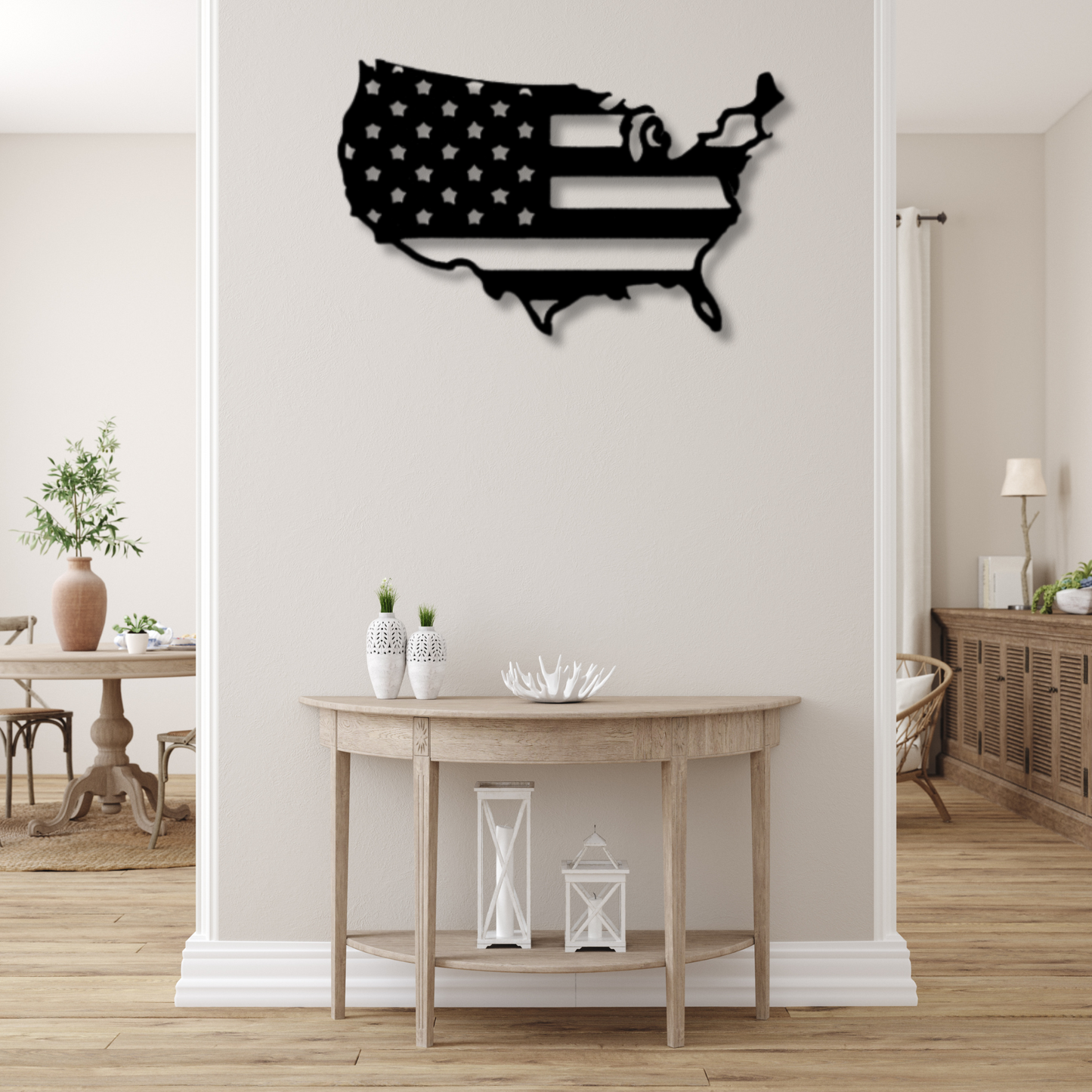 American Flag Map Metal Sign, USA Map Wall Decor, Large Wall Metal Sign, Patriotic Gifts, Cabin Wall Decor, Father's Day Gift, 4th of July
