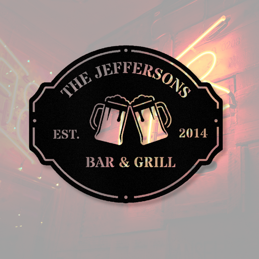 Personalized Bar & Grill Metal Wall Sign, Custom Pation Metal Wall Sign, Poolside Metal Sign, Est. Metal Sign, Bbq Metal Sign, Family Name Metal sign