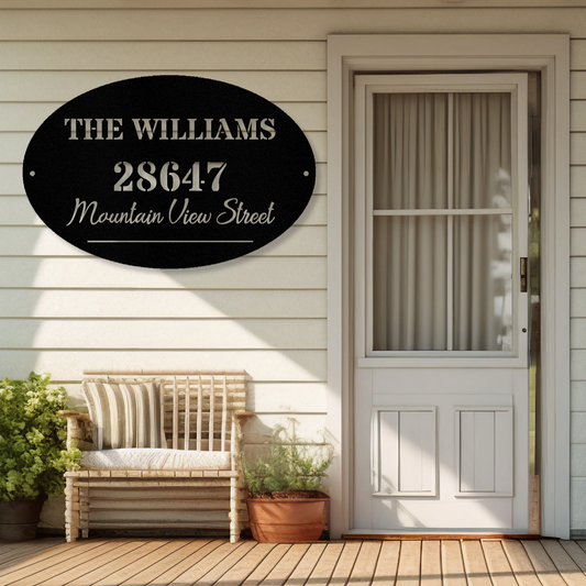 Custom Home Address Metal Sign, Family Name Sign, Large Wall Address Sign, Last Name Wall Sign, Housewarming Gift