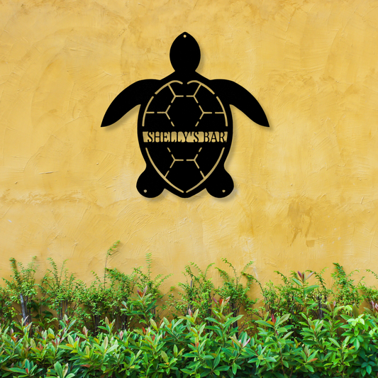 Customized Turtle Metal Steel Sign, Monogram Sign, Beach House Sign, Lake House Décor, Personalized Pool Sign, Boat House Sign, Turtle Lover Gift