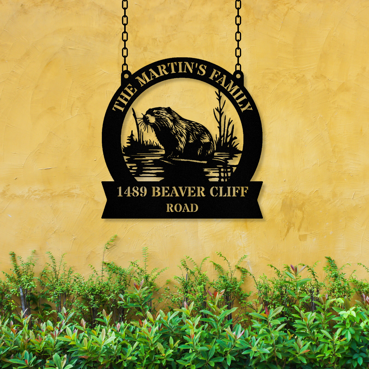 Beaver Metal Sign, Family Name Sign, House Address, Rustic Metal Decor, Customized Name Sign, Animal Wall Art, Wildlife Gift Decor