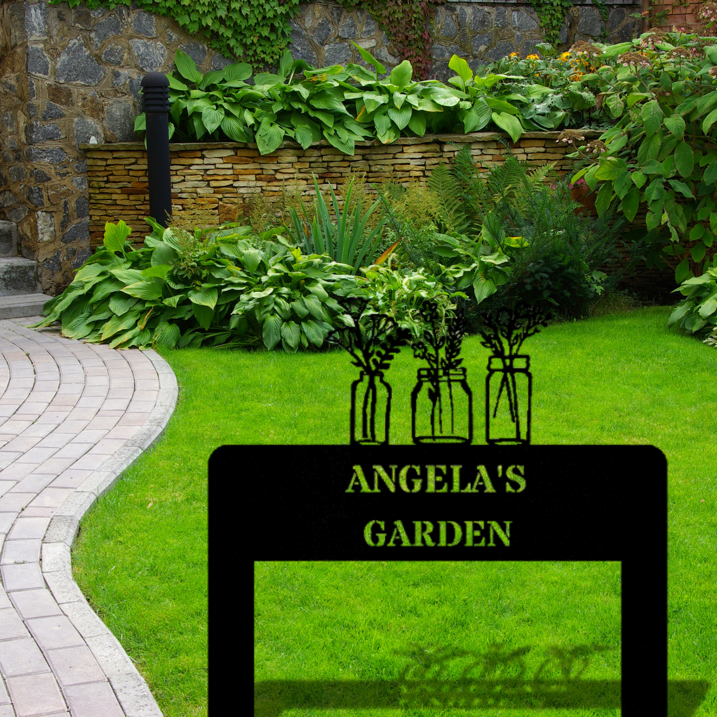 Flower Vase Garden Metal Stake Sign, Garden Decor, Garden Metal Sign, Gardener Gift, Nana's Garden Metal Art, Seedbed Metal Sign,Personalized Metal Sign Outdoor Metal Art