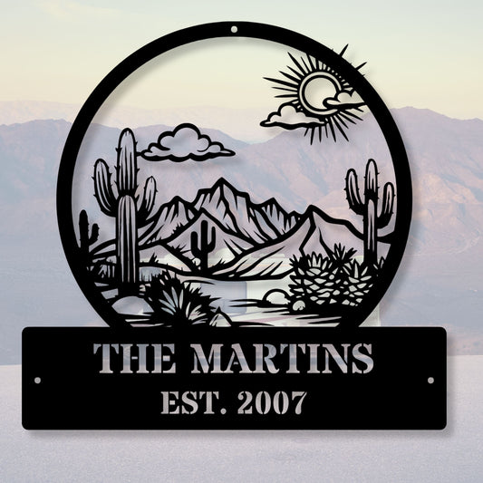 Custom Cactus Family Metal Sign, Personalized Cactus Decor, Family Name Sign, Desert Home Decor, Rustic Metal Wall Art, Succulent Gift