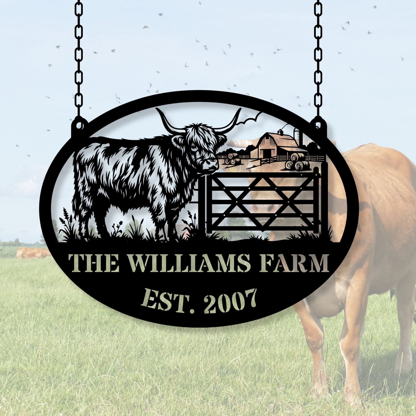Personalized Cattle Ranch Sign, Custom Ranch Name Sign, Farm Sign, Western Ranch Decor, Cattle Farm Gift, Rustic Ranch House Wall Art