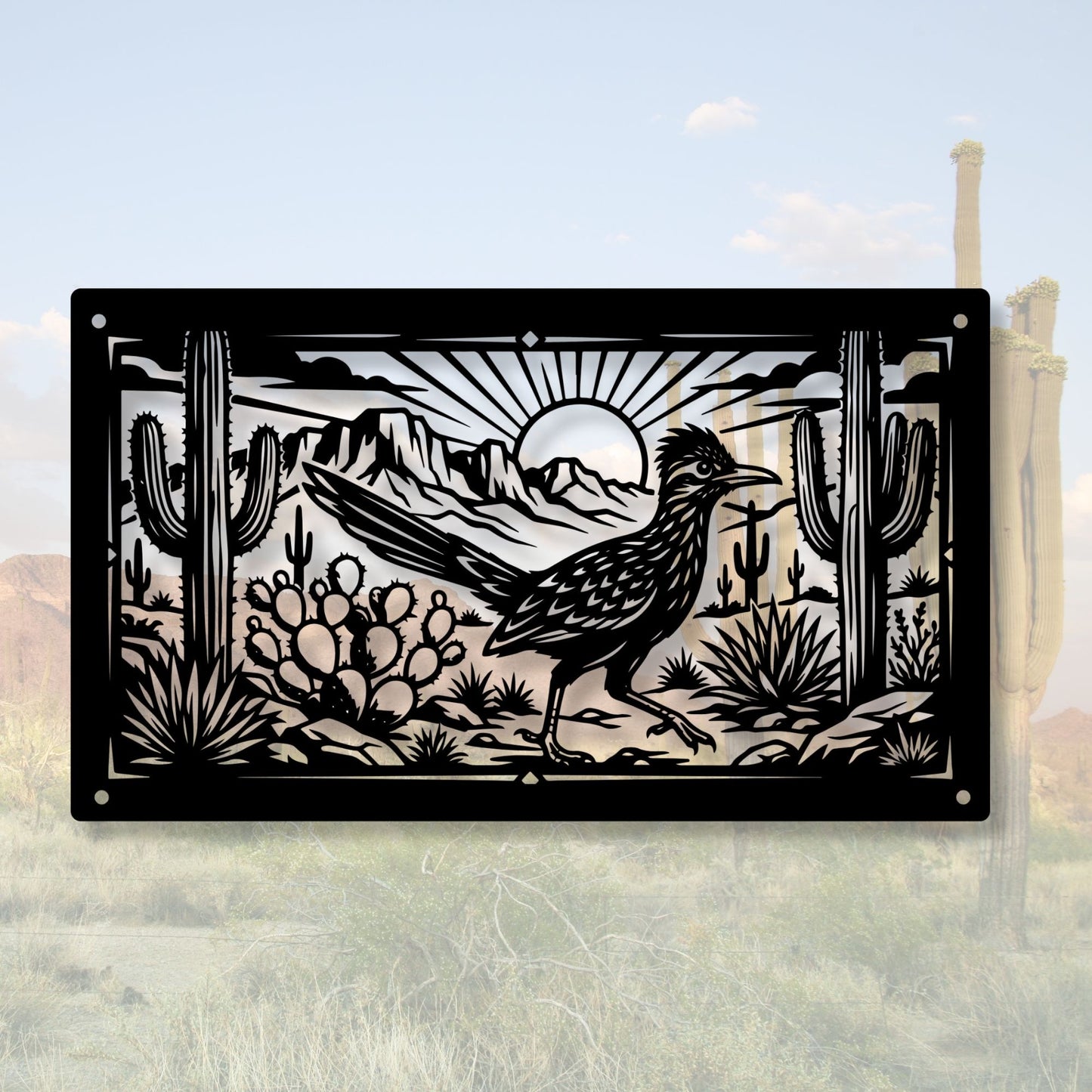 Southwestern Home Decor, Road Runner Metal Wall Art,  Metal Bird Silhouette, Desert Nature Sign, New Mexico State Bird, Outdoor Garden Art