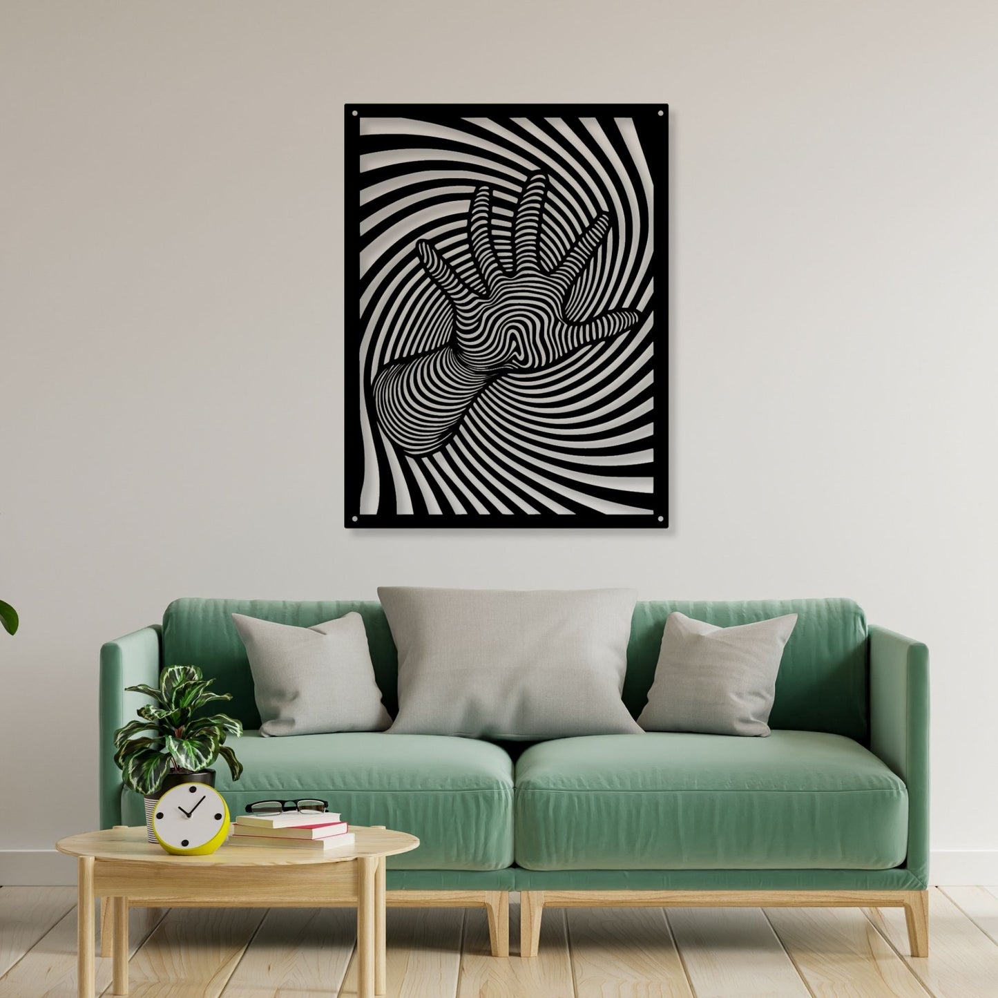3D Hand Optical Illusion Metal Wall Art, Modern Wall Decor, Unique Metal Sculpture, Hand Wall Art, Home Decor Gift for Art Lovers