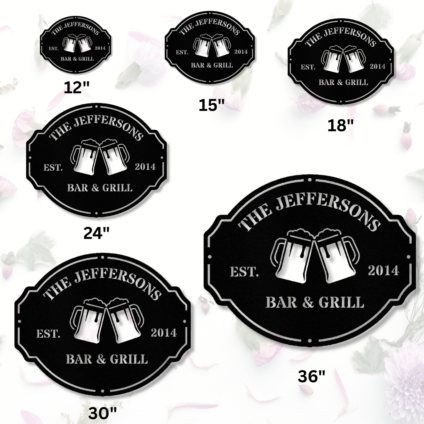 Personalized Bar & Grill Metal Wall Sign, Custom Pation Metal Wall Sign, Poolside Metal Sign, Est. Metal Sign, Bbq Metal Sign, Family Name Metal sign