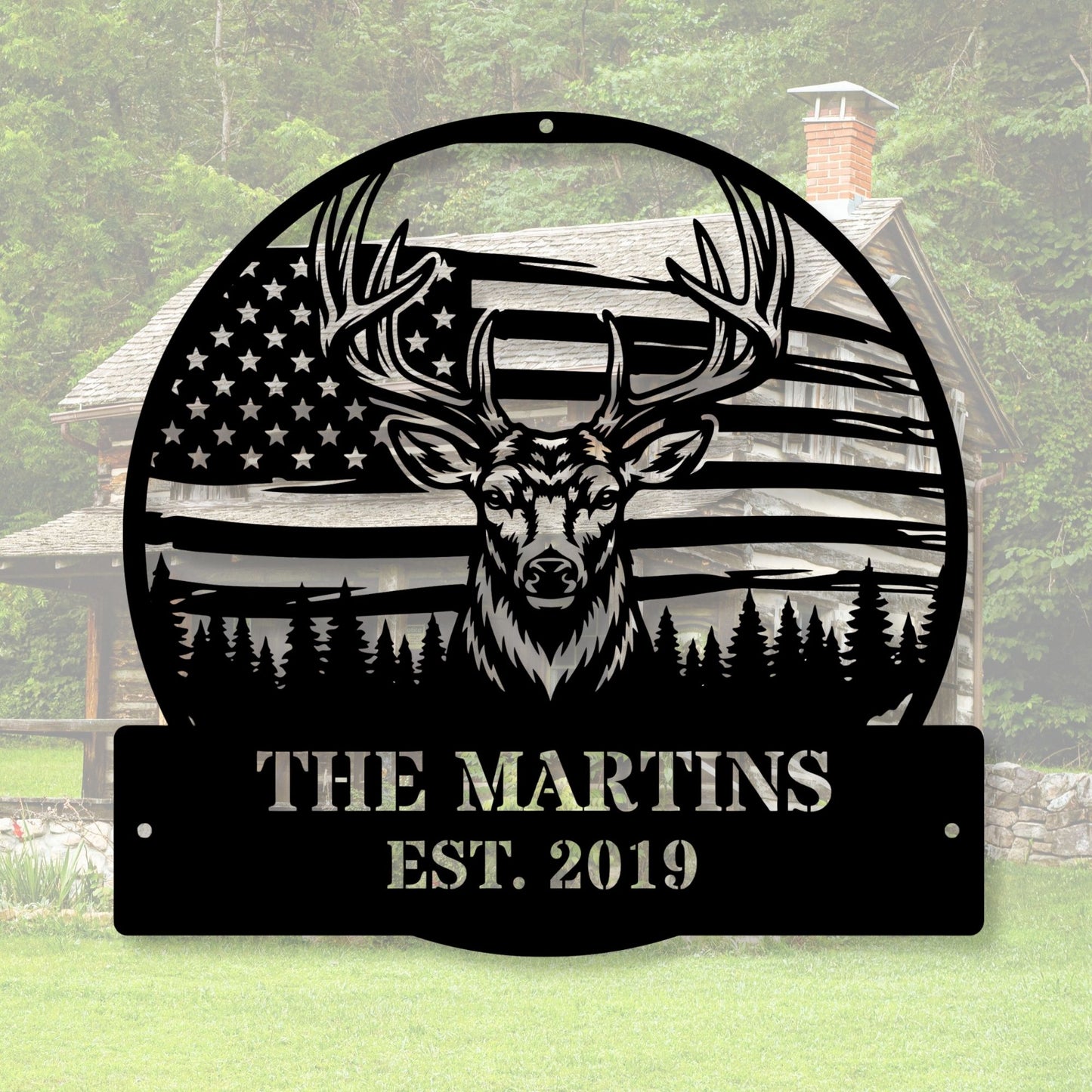 Custom Deer Family Name Metal Art | Personalized Last Name Sign | Metal Cabin Decor, Hunter Gift, Outdoor Name Sign, Housewarming Gift