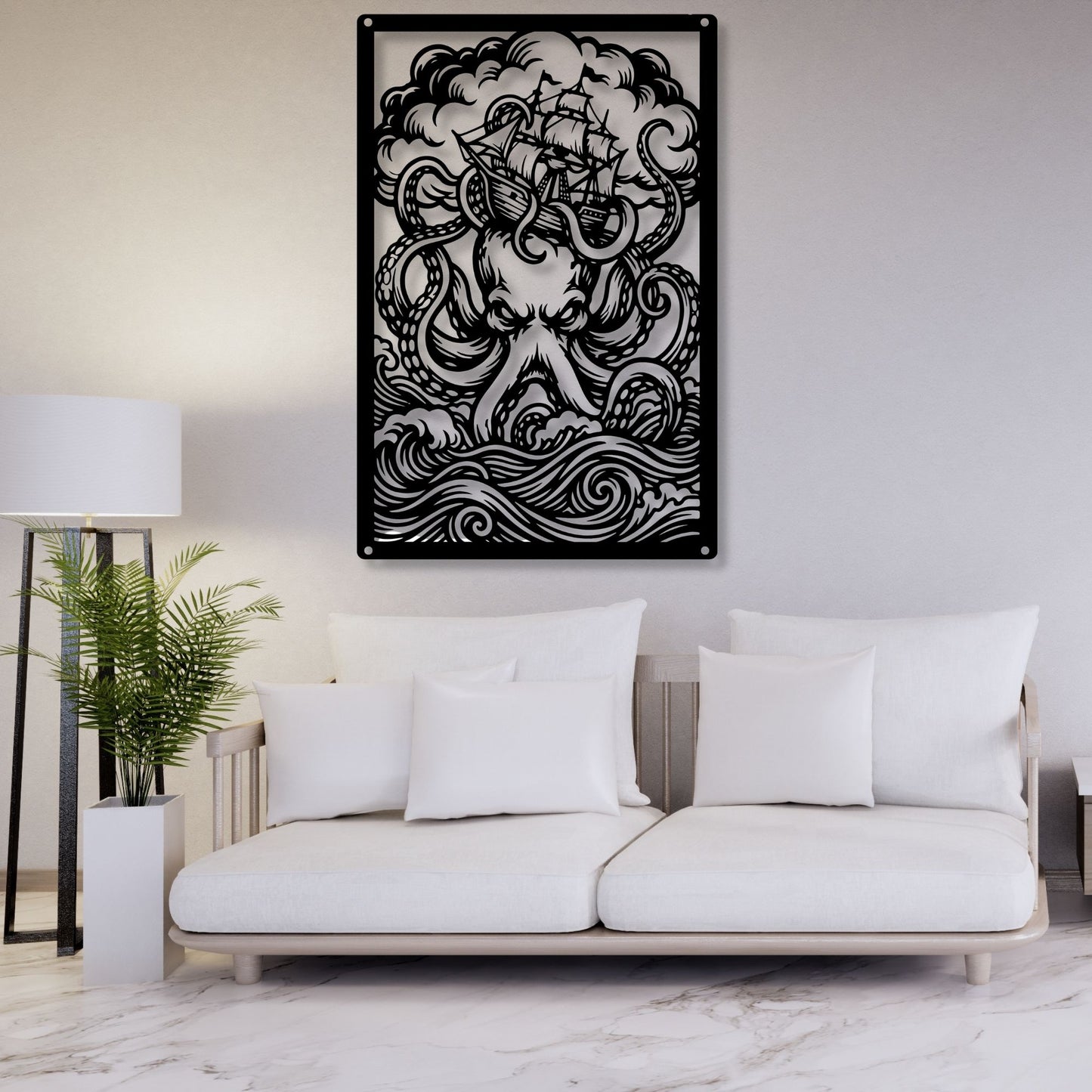 Kraken Wall Art, Octopus Print, Ocean Wall Decor, Nautical Art, Sea Creature Print, Marine Life Art, Coastal Home Decor