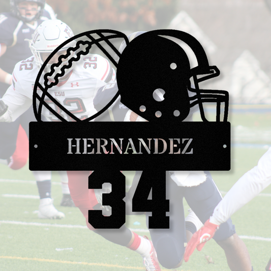 Customized American Football Metal Sign, Last Name Helmet Metal Sign, Personalized Football Metal Name, Football Player Gift