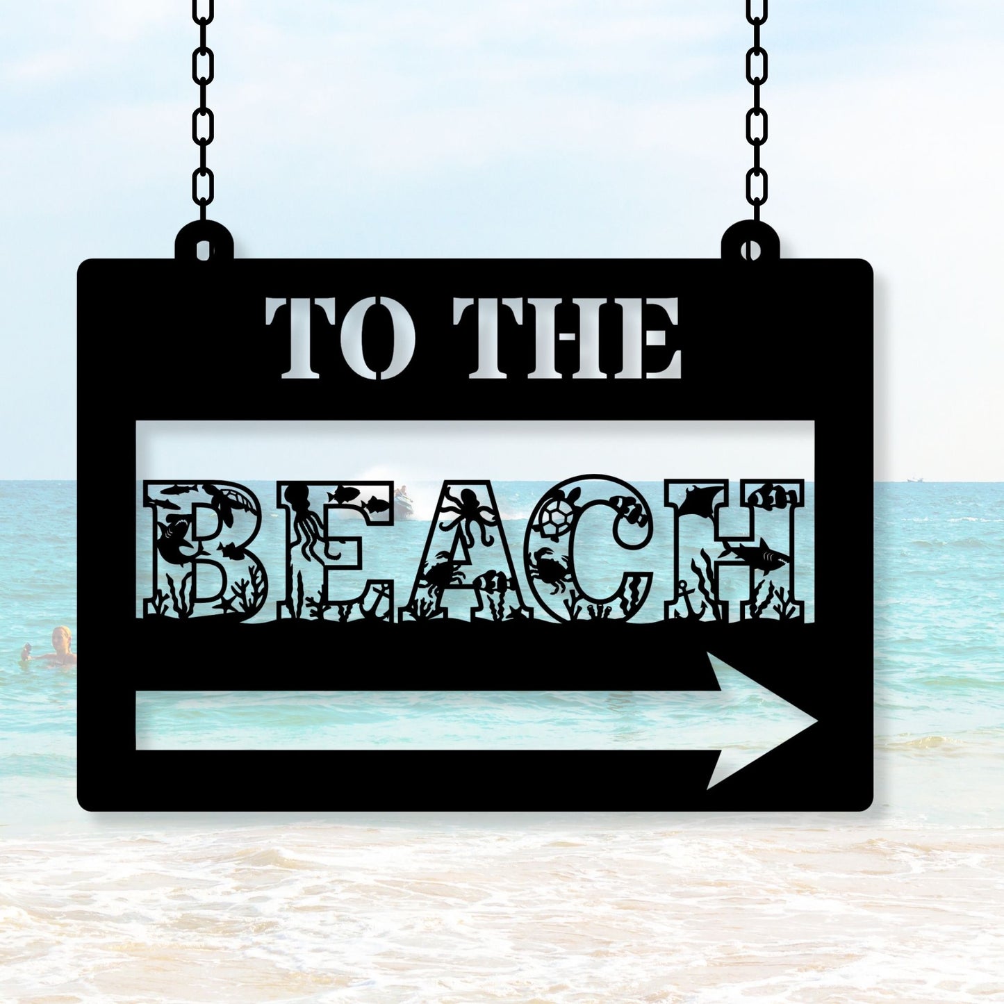 To the Beach Metal Sign, Beach House Decor, Coastal Wall Art, Beach Sign, Nautical Home Decor, Ocean Theme Sign, Seaside Wall Hanging