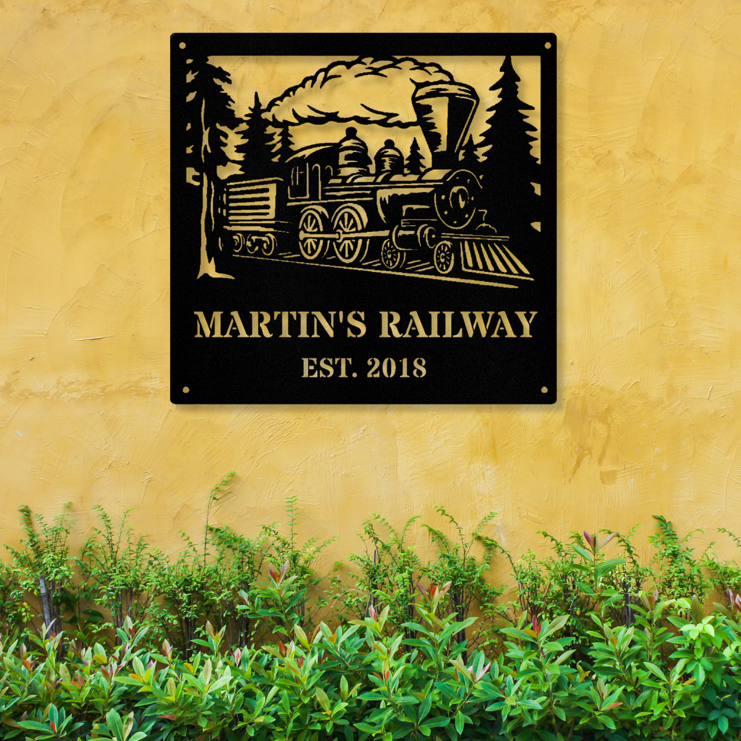 Custom Railway Metal Sign, Personalized Classic Train Metal Sign, Train Décor Father’s Day Gift, Railroad Wall Décor Train