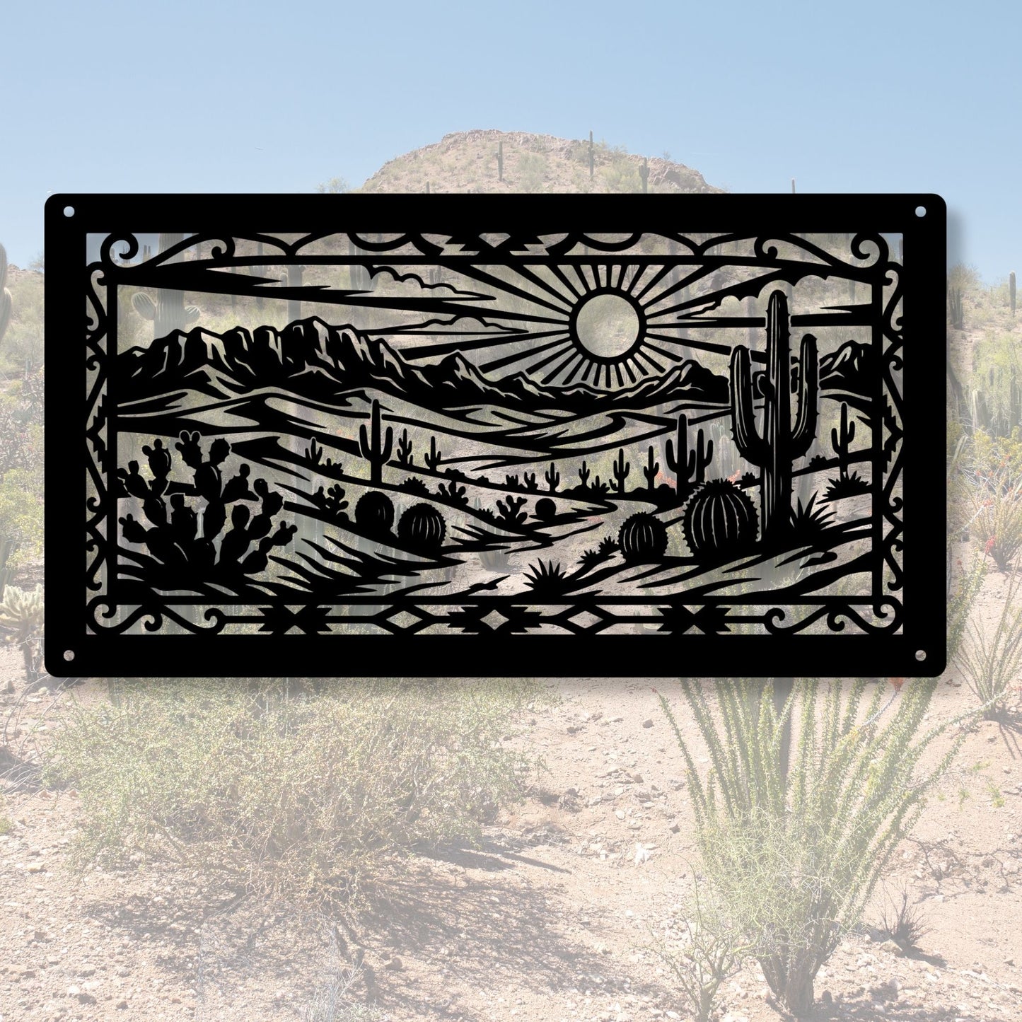 Cactus Desert Metal Art, Southwestern Decor, Rustic Wall Art, Western Home Decor, Boho Wall Hanging, Desert Cactus Art, Nature Decor