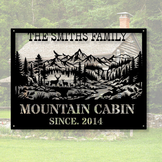Personalized hunting cabin metal wall art, custom cabin sign, rustic hunting decor, hunter gift, lodge wall art, outdoor metal decor