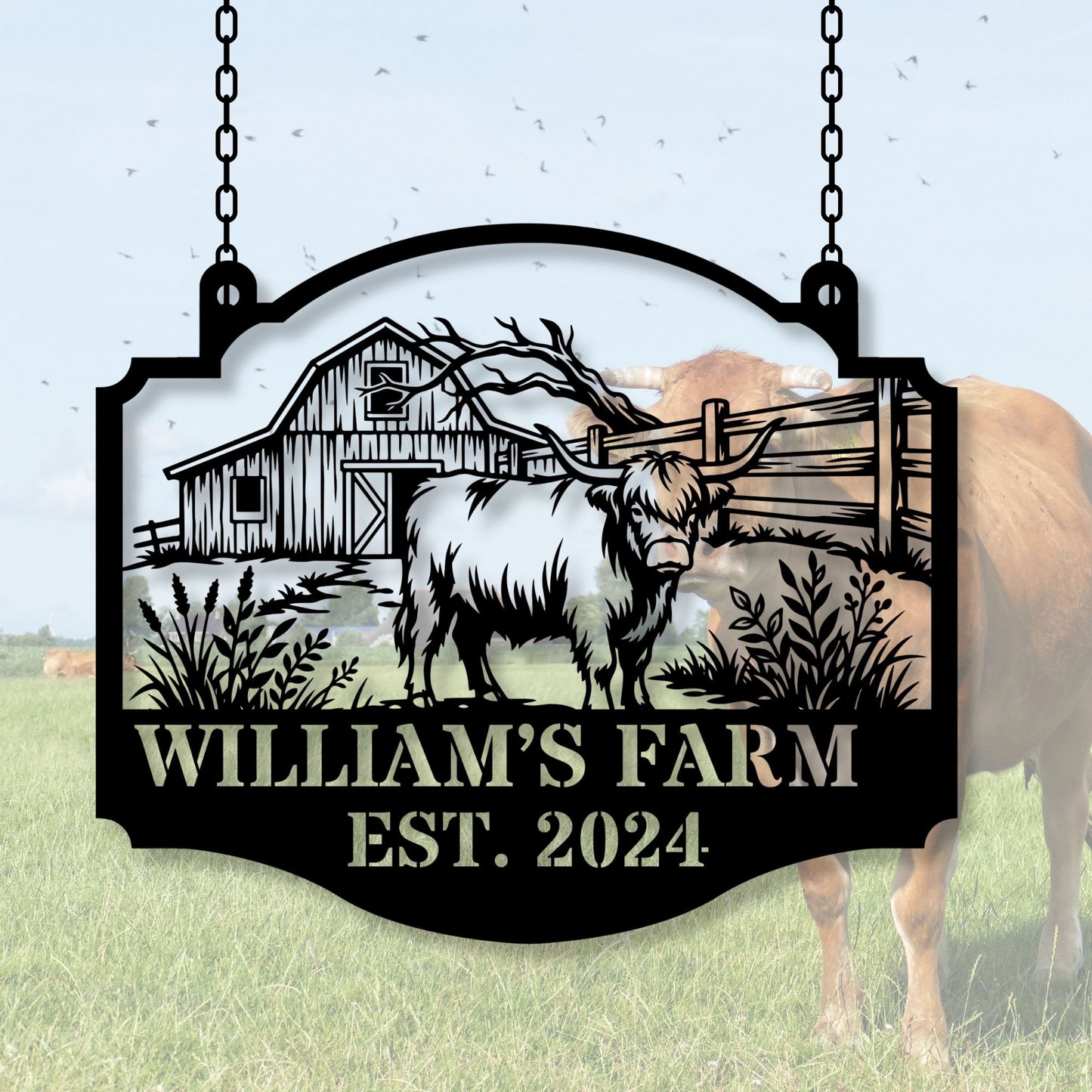 Personalized Metal Farm Sign With Name, Custom Farm Sign, Farmhouse Decor, Ranch Sign, Rustic Metal Sign, Farm Gift, Barn Name Sign