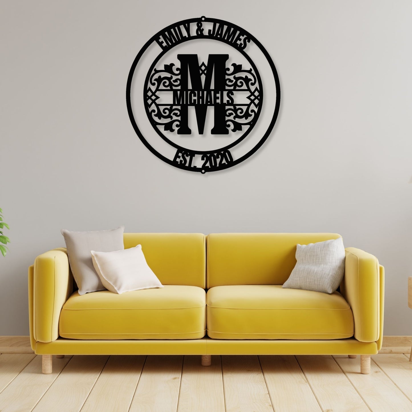 Personalized Wedding Gift Monogram | Custom Metal Art Family Name Sign | Anniversary Gift for Couple, Newlywed Wall Decor, Bridal Shower
