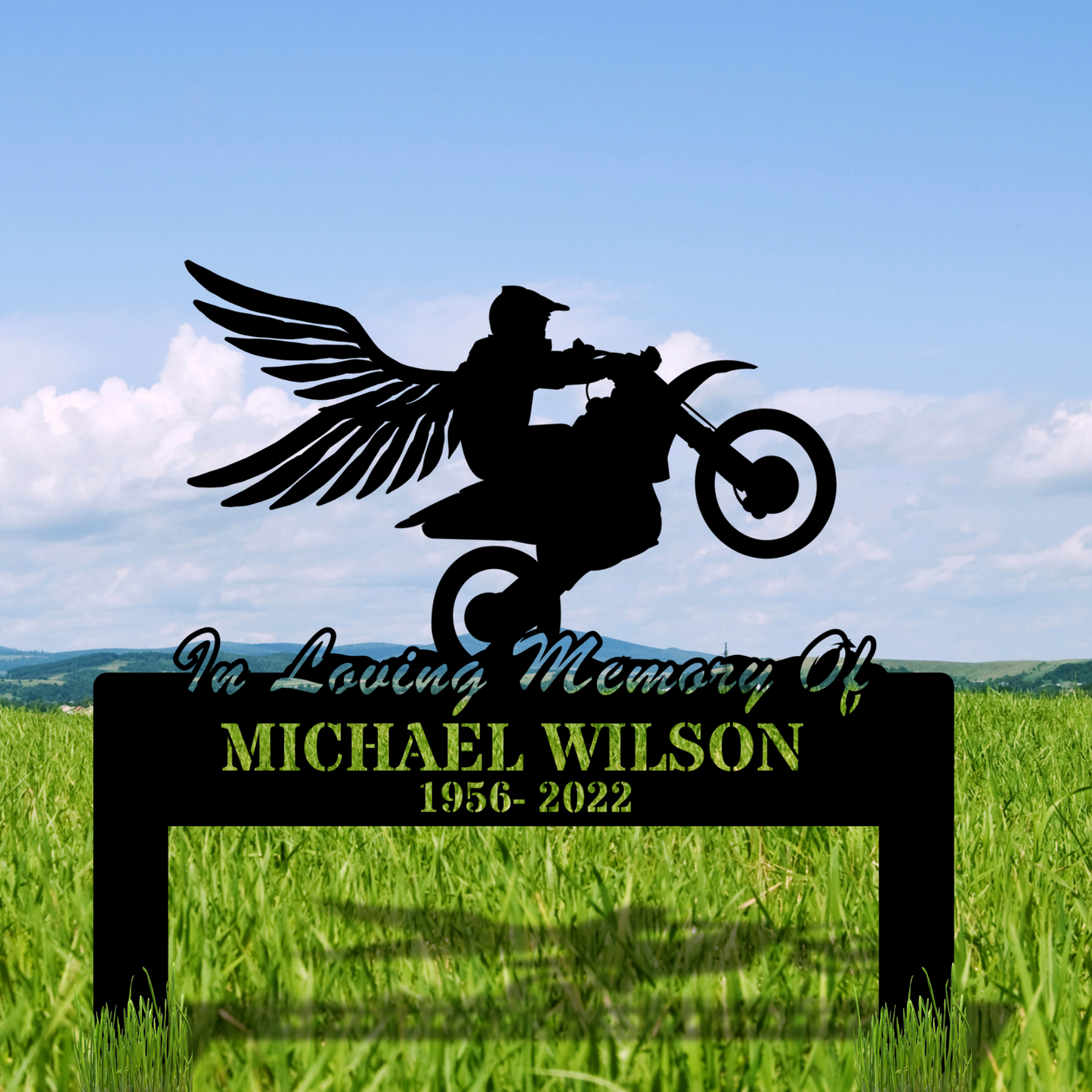 Custom Biker Memorial Metal Stake, Motorcycle Tribute Gift, Personalized Metal Memorial, Custom Biker Remembrance, Memorial Decor