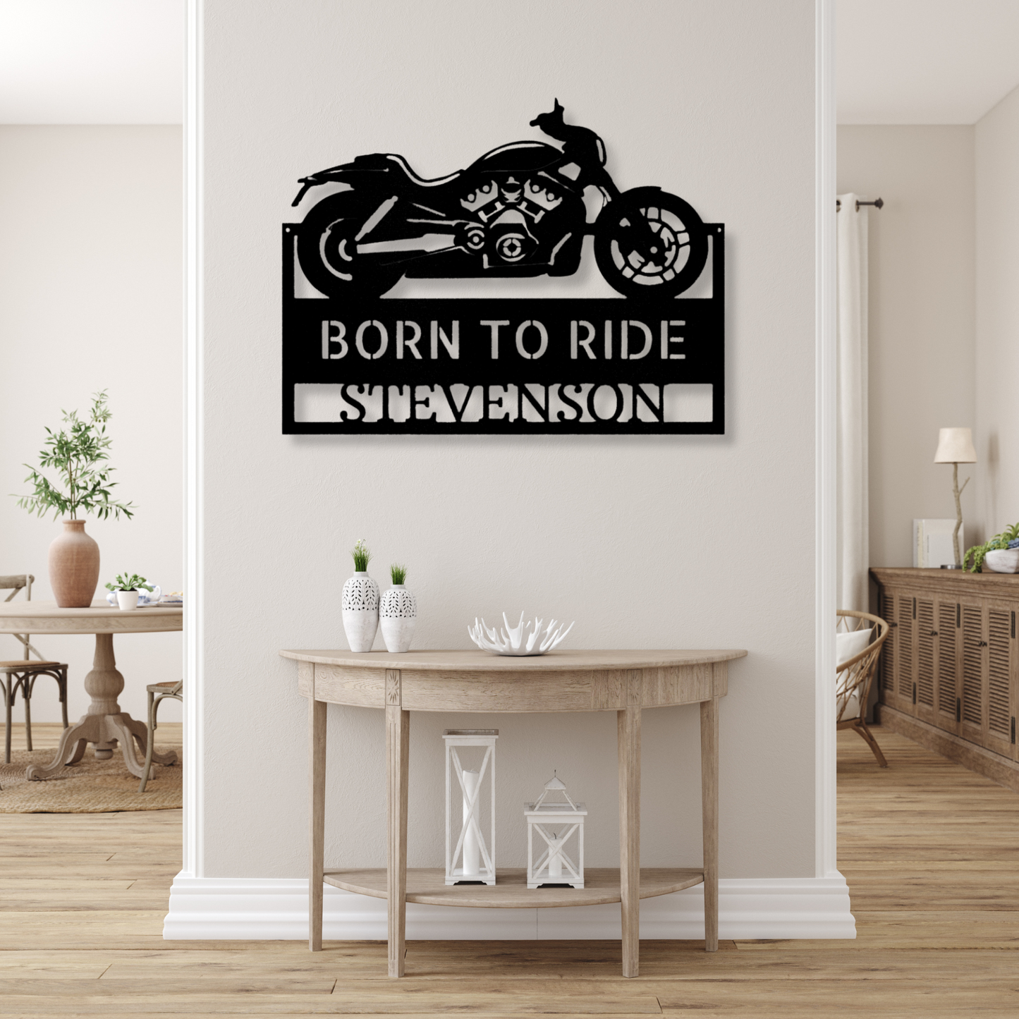 Motorbike Metal Sign, Garage Sign, Gift for Papa, Personalized Father’s Day Sign, Workshop Monogram Bike Shop Sign, Small Business Sign