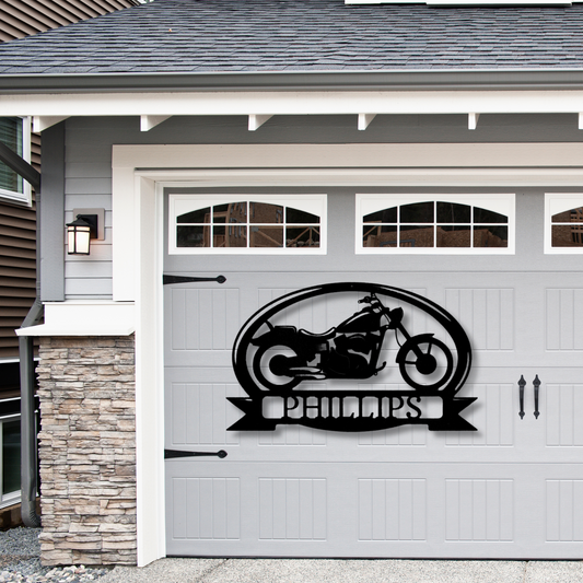 Cruiser Bike Metal Sign, Garage sign, Personalized Motorcycle sign, Motorcycle decor, Motorcycle wall art, Small Business Sign, Monogram