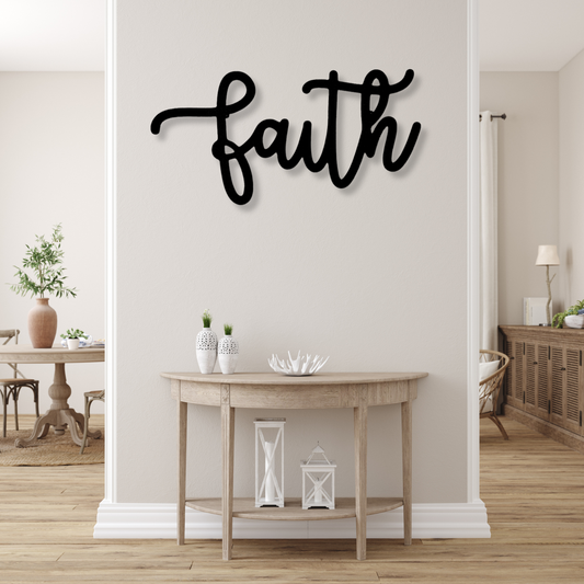 Faith Script Metal Sign, Gift For Christians, Metal Wall Sign, Script Sign, Bible House Decor, Christian Home Decor, Religious Decor