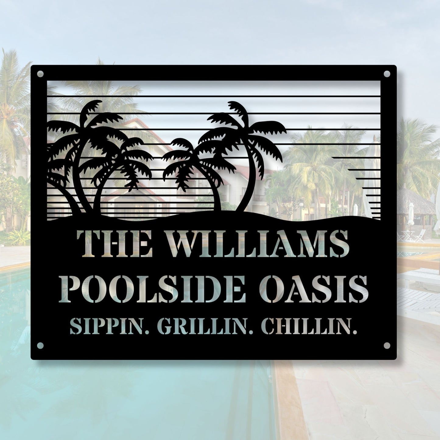Personalized Pool Sign with Family Name, Custom Pool Decor, Backyard Sign, Outdoor Swimming Pool Gift, Poolside Wall Art Decor