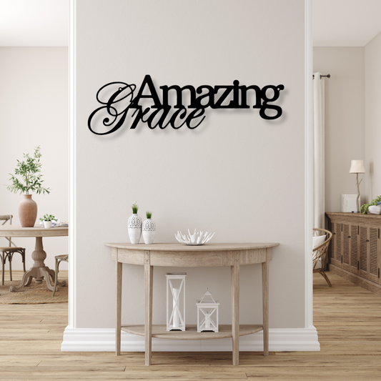 Amazing Grace Metal Sign, Gift For Christians, Metal Wall Sign, Script Sign, Bible House Decor, Christian Home Decor, Religious Decor